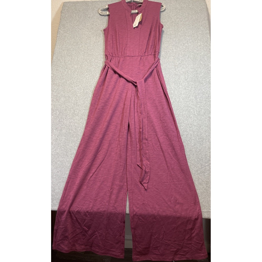 Boden Naomi Notch Jersey Jumpsuit Fuchsia Wide-leg, Sleeveless V-neck Size 2R US